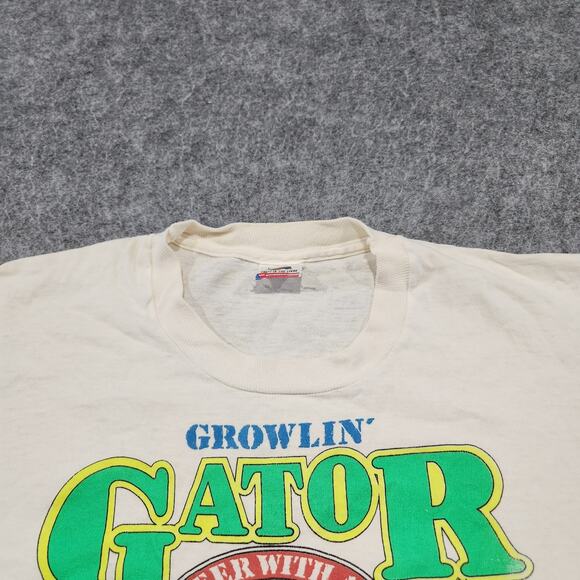 VTG 80s Growlin' Gator Lager Beer Promo Mens L Large FOTL Single Stitch Shirt - Picture 6 of 14